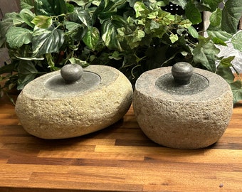 River Stone Jar Container - Ideal for kitchen, bath, or pantry. Perfect as a unique little gift or stylish decor piece!