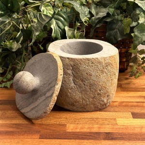 River Stone Jar Container - Perfect for kitchen, bath, or pantry. Ideal as a charming little unique gift or decor piece!