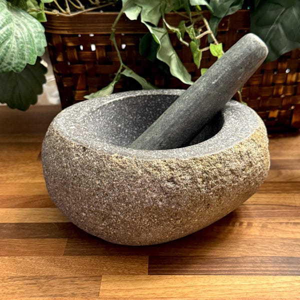River Stone Mortar and Pestle / Container . Kitchen , Bath , Pantry . Ideal  or Decor Piece !