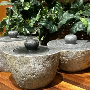 River Stone Jar / Container . Kitchen , Bath , Pantry . Ideal  or Decor Piece !