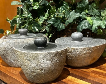 River Stone Jar / Container . Kitchen , Bath , Pantry . Ideal  or Decor Piece !