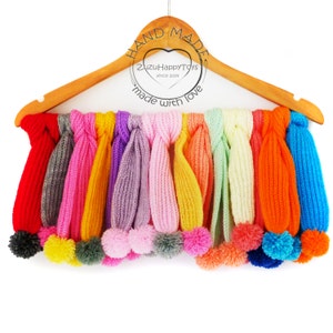 NEW  COLORS Knitted scarf with pompoms for doll, Knitted accessories for toys