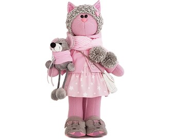 Stuffed cat doll 14 inch for girl, Stuffed small mouse Gift for Christmas