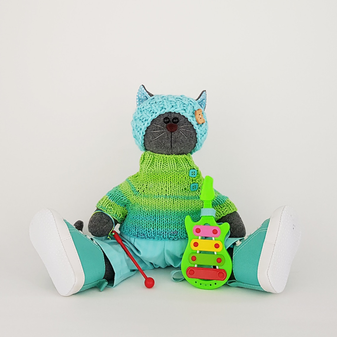 Stuffed Animal Toy for Baby Boy Сat Doll 14 Inch in Removable Etsy