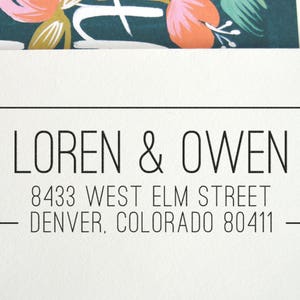 Return Address Stamp with modern font | Custom Address Stamp | Self Inking Stamp | Wooden Stamp | Personalized gift for newlyweds,  No. 113