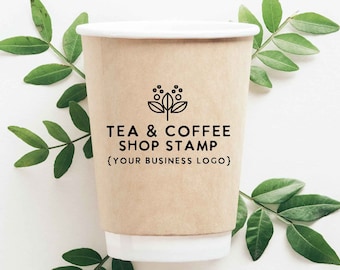 Custom Stamp for Coffee Shop - Coffee Sleeve Stamp - Add your Logo to Cups, Cup Sleeves, Bags, and more - Handmade Walnut Wood Block