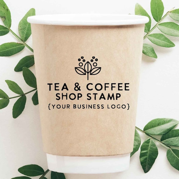 Custom Stamp for Coffee Shop - Coffee Sleeve Stamp - Add your Logo to Cups, Cup Sleeves, Bags, and more - Handmade Walnut Wood Block