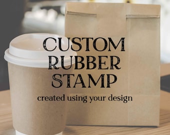 Custom Logo Rubber Stamp, Handcrafted Walnut Wood with Handle
