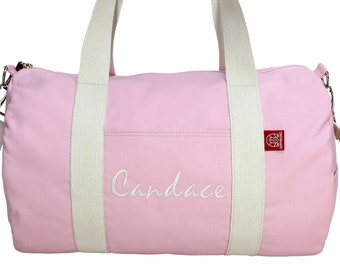 Bolsa de lona personalizada, bolsa de lona bordada, bolsa de lona personalizada, bolsa de viaje con monograma, bolsa de noche, bolsa de bebé, bolsa de gimnasio, rosa bordado