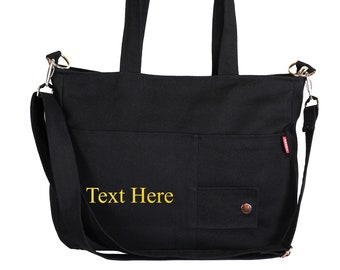 Personalized Shoulder Bag Custom Embroidered Tote Embroidery 100% Cotton Eco-Friendly Canvas Bag Birthday Gift Handmade Detachable Strap