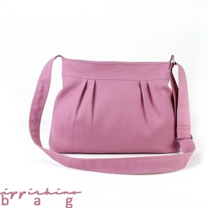 Small Crossbody Canvas Bag Washable Candy Pink Purse Girl Pleated Fully Lined Zipper Closure Bag Shoulder Tote Soft Hobo Bag for Her Gift