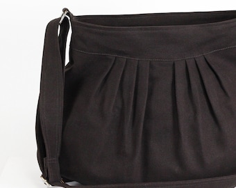 Canvas-Umhängetasche für Damen, plissiert, waschbar, aus Baumwolle, mit Reißverschluss, Hobo-Bag, lässige Alltagstasche, Messenger Bag, umweltfreundlich, veganes Geschenk