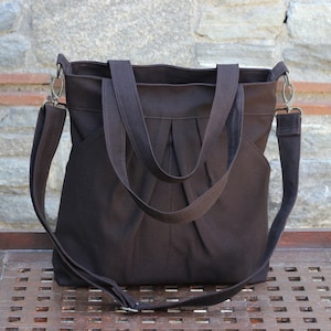 Canvas Schulter Große Tasche Mehrere Taschen Plissee Geldbörse Lange Abnehmbarer Crossbody Strap Wiederverwendbare Umweltfreundliche Tragetasche Einkaufstasche Braun