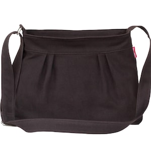 Small Canvas Crossbody Bag Pleated Purse for Women Washable Everyday Bag Hobo Eco Cotton Fabric Bag Messenger Bag Travel Bag Cute Dark Brown