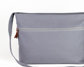 Unisex Large Cotton Canvas Messenger Book Diaper Bag Zipper Closure Pocket Everyday Day Bag Travel Shoulder Crossbody Men Women Bag Tote