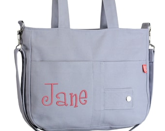 Personalized Embroidered Initial Canvas Tote Bags for Women Custom Embroidery Handcrafted Gifts for Daughter Lover Wife Bridesmaid Bag Strap