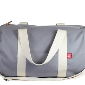 Sacs de sport en toile Sac de sport lavable pour homme et femme Sac de sport Sac d'entraînement de yoga Sac de sport unisexe Sangle en coton Weekender Gris clair