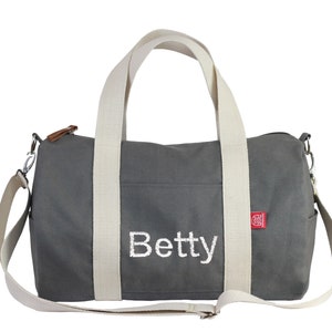 Personalized Duffle Bag, Custom Embroidered Duffel, Monogrammed Duffle, Weekend Travel Baby Bag Workout Groomsmen Bridesmaid Cute Bag Gray