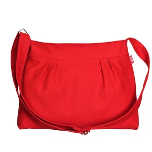 Rote kleine Canvas Crossbody Tasche, Plissee Geldbörse, Waschbar, Reißverschluss, Hobo Tasche, lässige Canvas Geldbörse, Alltagstasche, Messengertasche, Eco Vegan
