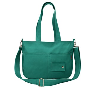 Grüne Canvas Umhängetasche Baumwolle Crossbody Lang Abnehmbarer Gurt Waschbar Mittlere Größe Lässige Tote Einkaufstasche Einkaufstasche Minimalist Cute Sling Purse