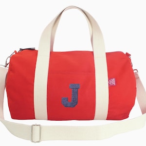 Personalisierte Reisetasche Canvas Reise Weekender Sport Monogramm Anfangsbuchstabe Gestickt Mini Medium Gym Dance Individuell Geschenk Overnight Red