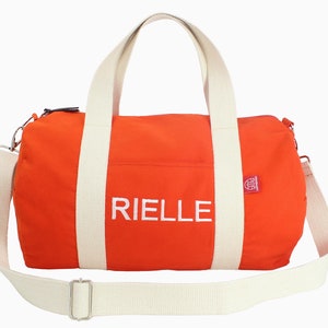 Orange Personalized Duffle, Custom Monogrammed Duffle Bag, Perfect Baby Sports Yoga Gifts, Personalized Travel Gym Bag, Name Initials Bag