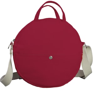 Runde Canvas Crossbody Tasche Kreis Burgund Geldbörse Schulter Frauen Tote Stilvolle Casual Alltag tragen Minimalist Mode-Accessoire nette Tasche