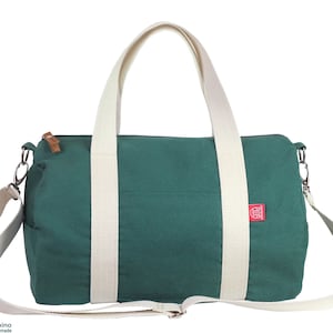 Sac de sport en toile de coton vert, sac de voyage lavable, sac de week-end, sac de voyage, sac de sport, sac de yoga, sac de voyage, sac de voyage ciré, cadeau de demoiselle d'honneur