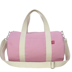 Sac polochon rose sac de sport ciré fitness, danse pendant la nuit, sac de voyage bagage à main bébé personnalisé week-end toile de coton lavable cadeau d'anniversaire