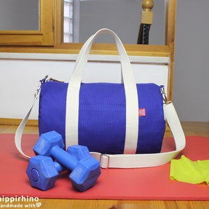 Blue Canvas Duffle Bag, Overnight Bag, Dance Bag  Weekend Travel Bag, Gym Sports Bag, Eco-Friendly, Boys Girls Teens Mom Bridesmaid Gift Bag