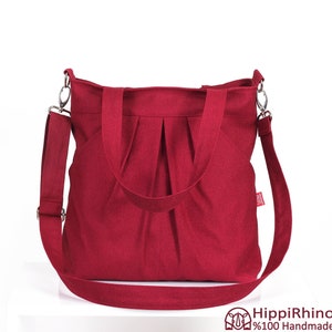 Canvas-Umhängetasche mit abnehmbaren Crossbody-Riemen Tote Waschbar Baumwolle Multi-Pocket-Beutel plissierte Geldbörse Hobo jeden Tag lässig Weekender Tasche