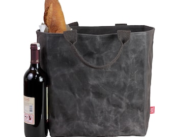 Waxed Canvas Grocery Tote Bag Hand-Waxed Reusable Market Bag Large Shopping Strong Work Farmers Garden Bag Eco-Friendly Stylish Bag Durable