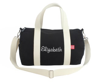 Black Personalized Duffle Bag, Embroidered Duffel, Monogrammed Duffel, Fitness Bag, Gym Bag, Sport Bag, Overnight Bag, Custom Embroidery Bag