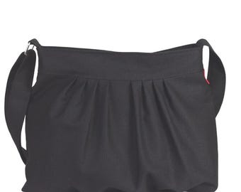 Bolso bandolera de lona, bolso plisado, lavable, de algodón, para mujer, para uso diario, bolso estilo hobo, bolso minimalista, con cierre de cremallera, forrado, informal, bonito, bolso de mano negro