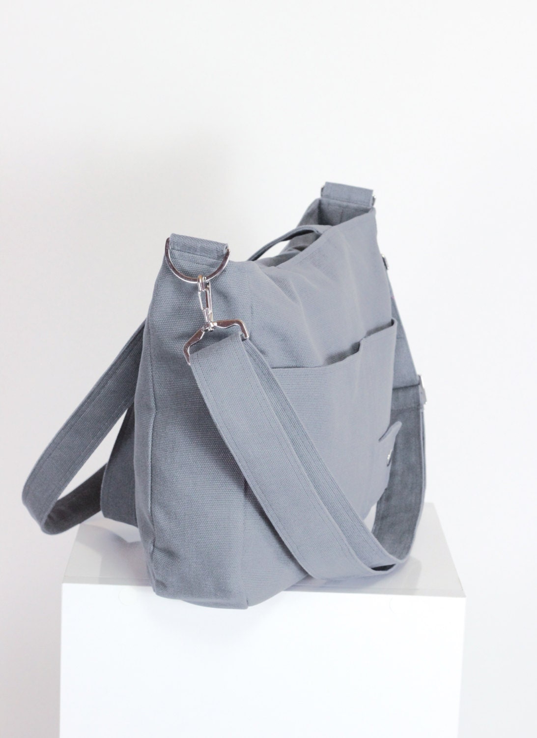 Light Gray Canvas Shoulder Bag Crossbody Tote Bag Washable Etsy UK