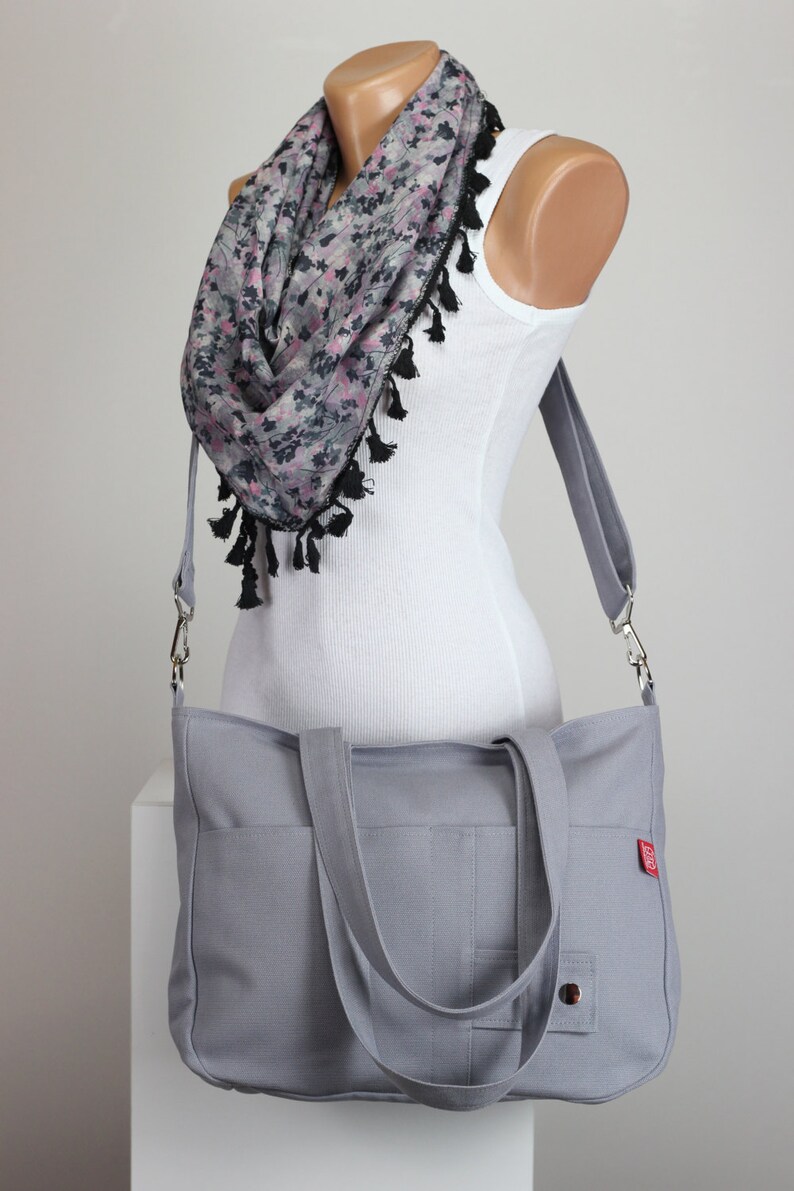 Light Gray Purse Double Strap Front Pocket Washable Daily Use Etsy