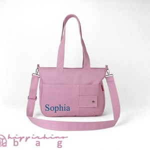 Personalized Monogrammed Custom Embroidered Canvas Purse Bag Initial Gift for Her Bridesmaid Wedding Love Mother Anniversary Name Present