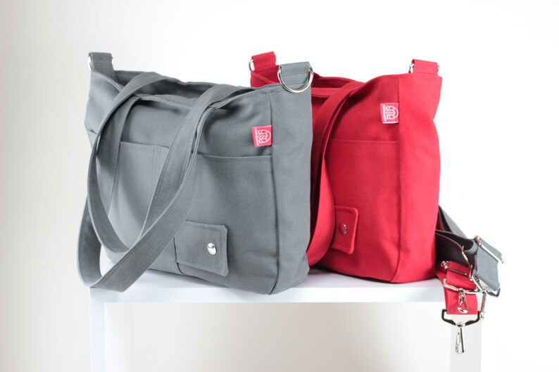 Red Purse Handmade Bag Canvas Bag Washable Adjustable Etsy