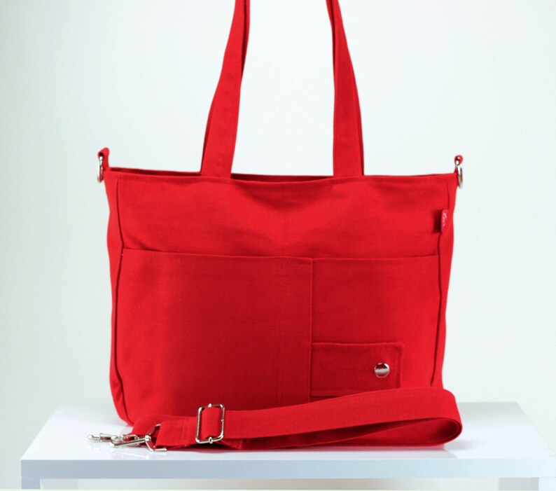 Red Purse Handmade Bag Canvas Bag Washable Adjustable Etsy