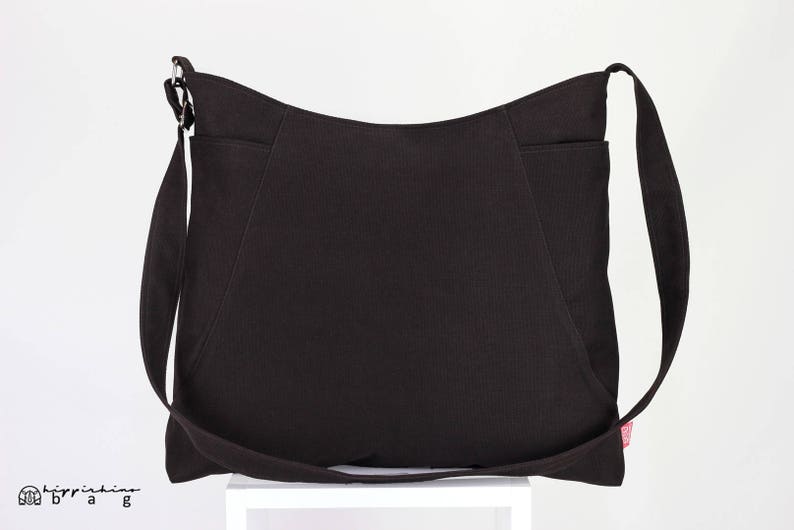 Dark Brown Hobo Bag Two Large Pocket Large Bag Long Strap Etsy