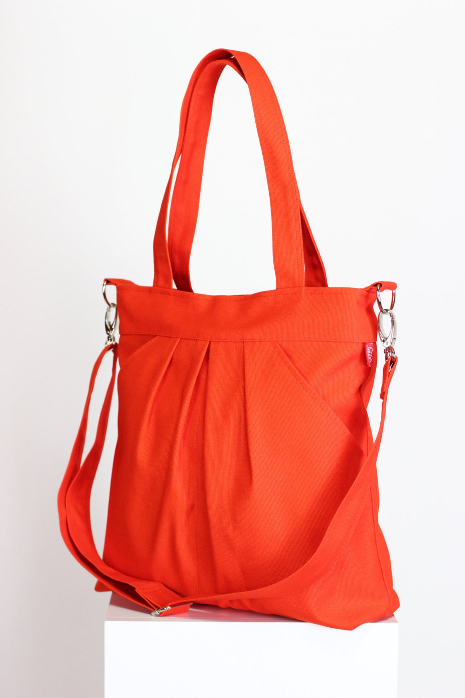 Orange Bag Large Bag Washable Two Large Pocket Zipper closed Etsy