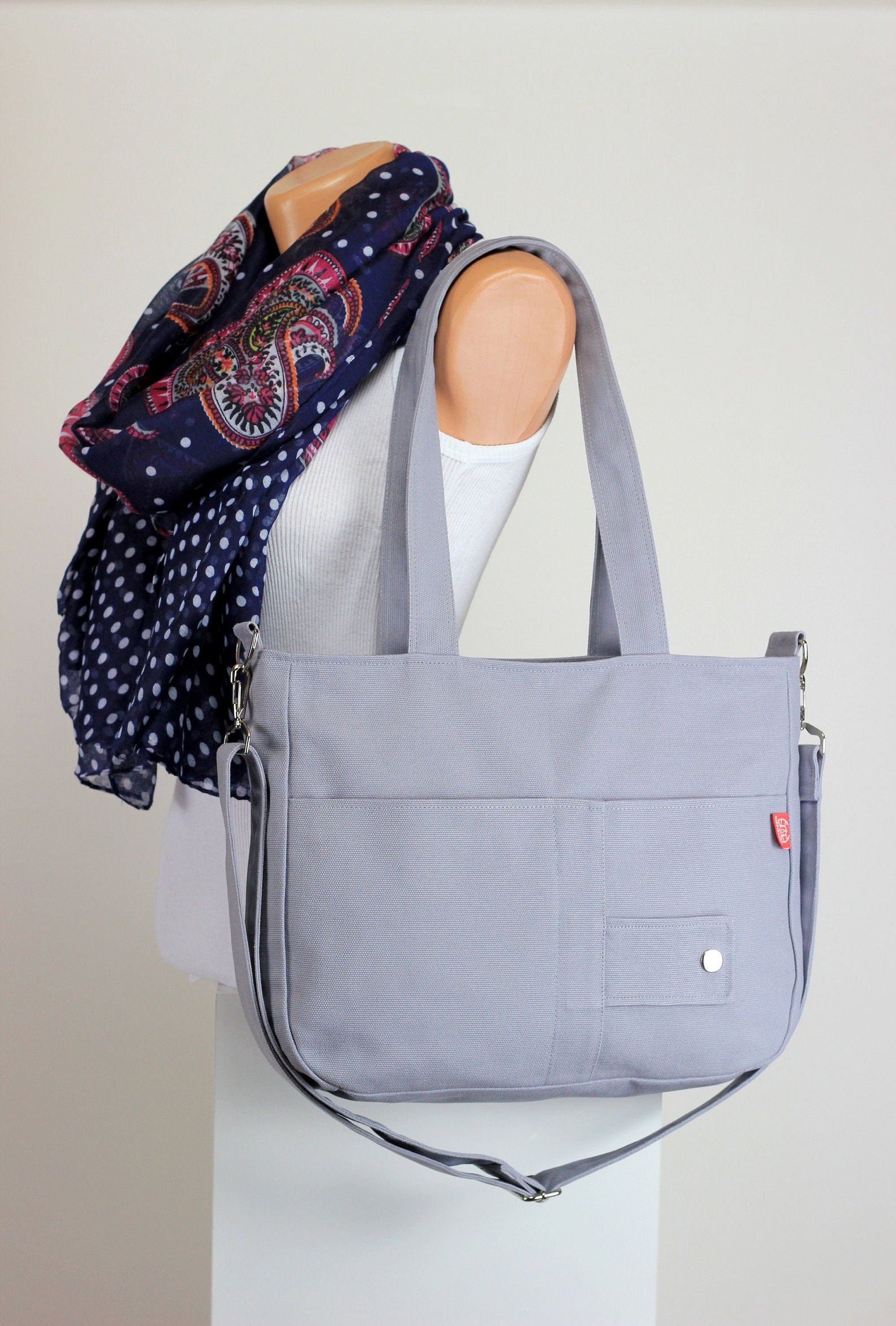Light Gray Purse Double Strap Front Pocket Washable Daily Use Etsy