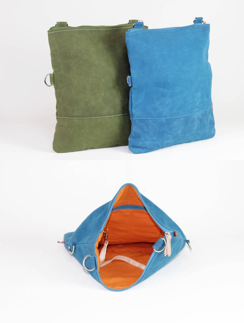 Waxed Canvas Foldover Tote Bag Removable Cotton Vegetable Etsy