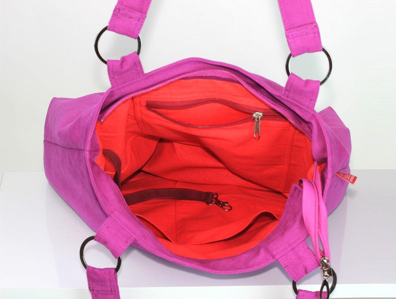 Purple Red Canvas Shoulder Bag Evening Purse Metal Accessories | Etsy