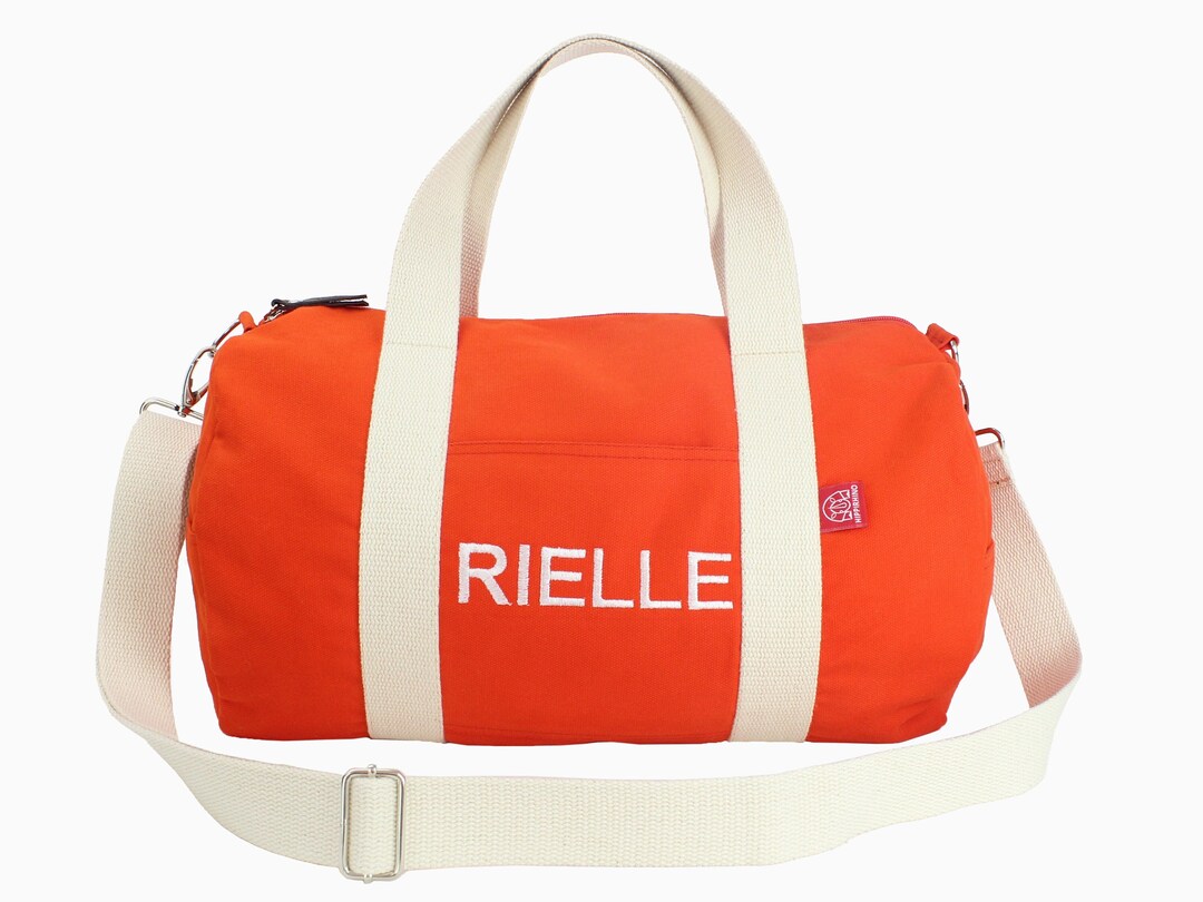Orange Personalized Duffle Custom Monogrammed Duffle Bag Etsy
