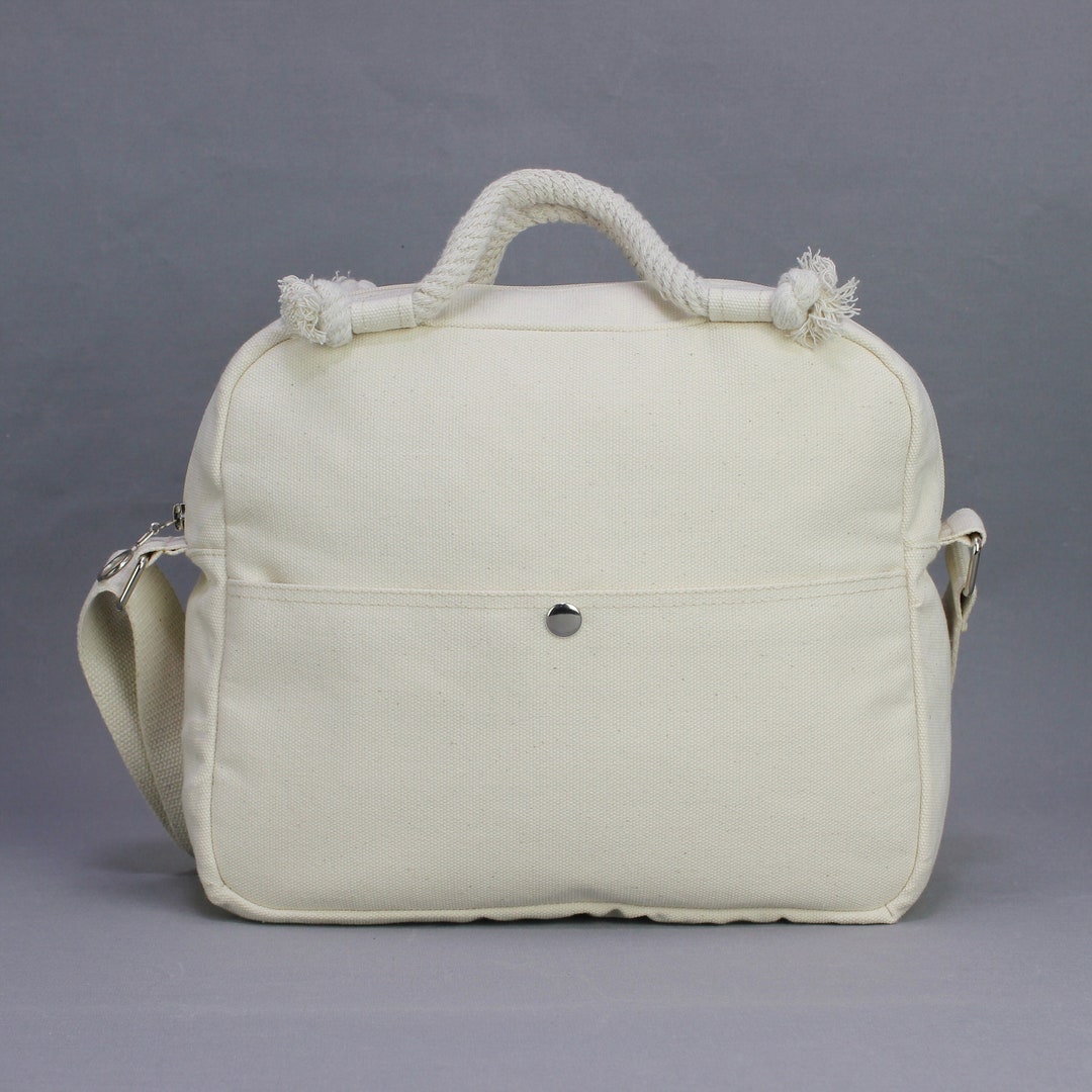 Pure Cotton Bag With Short Rope Handle Natural Eco Canvas