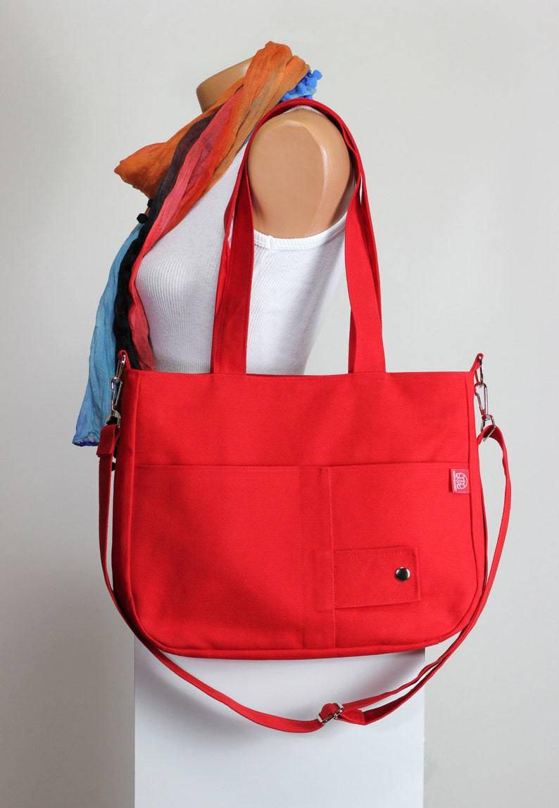 Red Purse Handmade Bag Canvas Bag Washable Adjustable Etsy