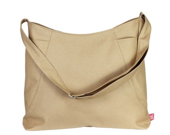 Bolso bandolera de lona estilo hobo con múltiples bolsillos laterales, lavable, de algodón, ideal para escapadas de fin de semana, viajes cortos, vegano, para ir de compras o como bolso cambiador ecológico.