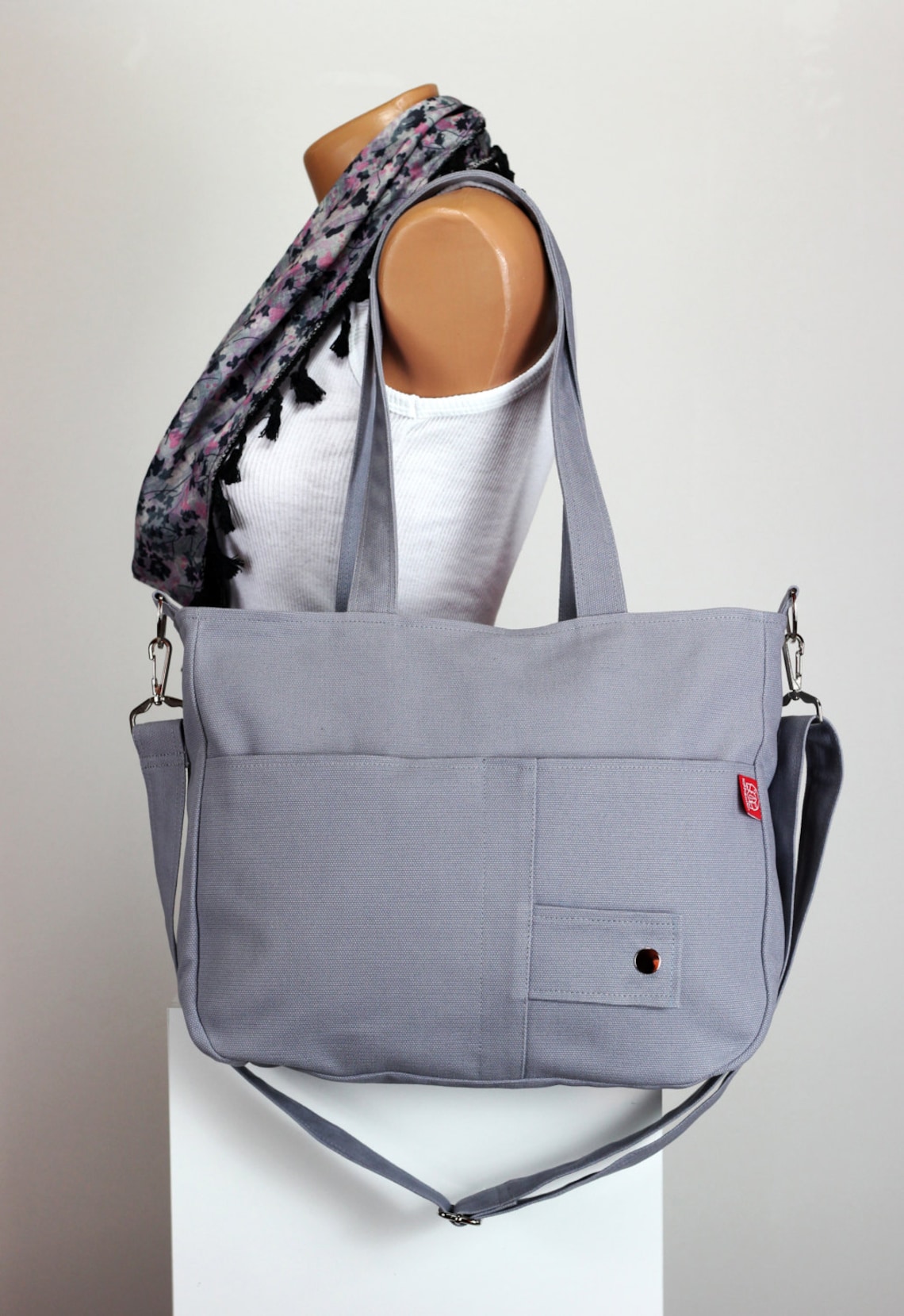 Light Gray Purse Double Strap Front Pocket Washable Daily Use Etsy