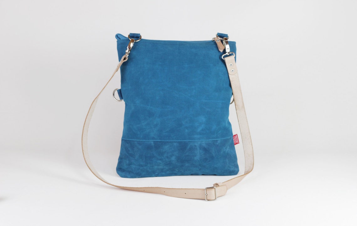 Waxed Canvas Foldover Tote Bag Removable Cotton Vegetable Etsy